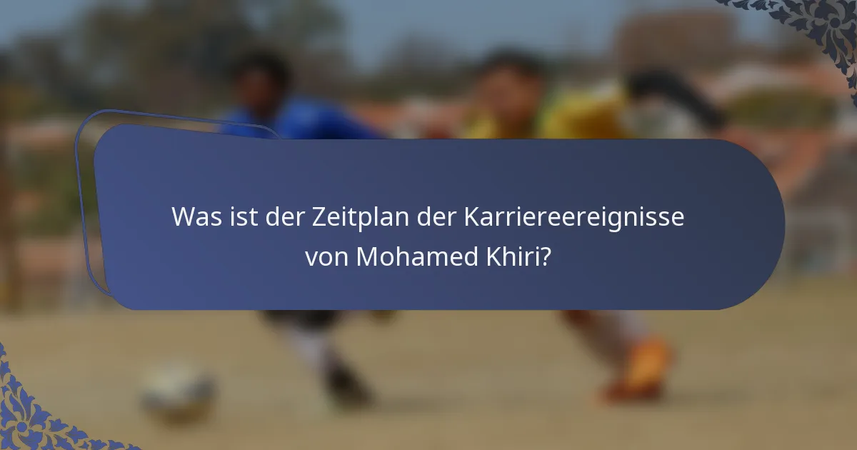 Was ist der Zeitplan der Karriereereignisse von Mohamed Khiri?